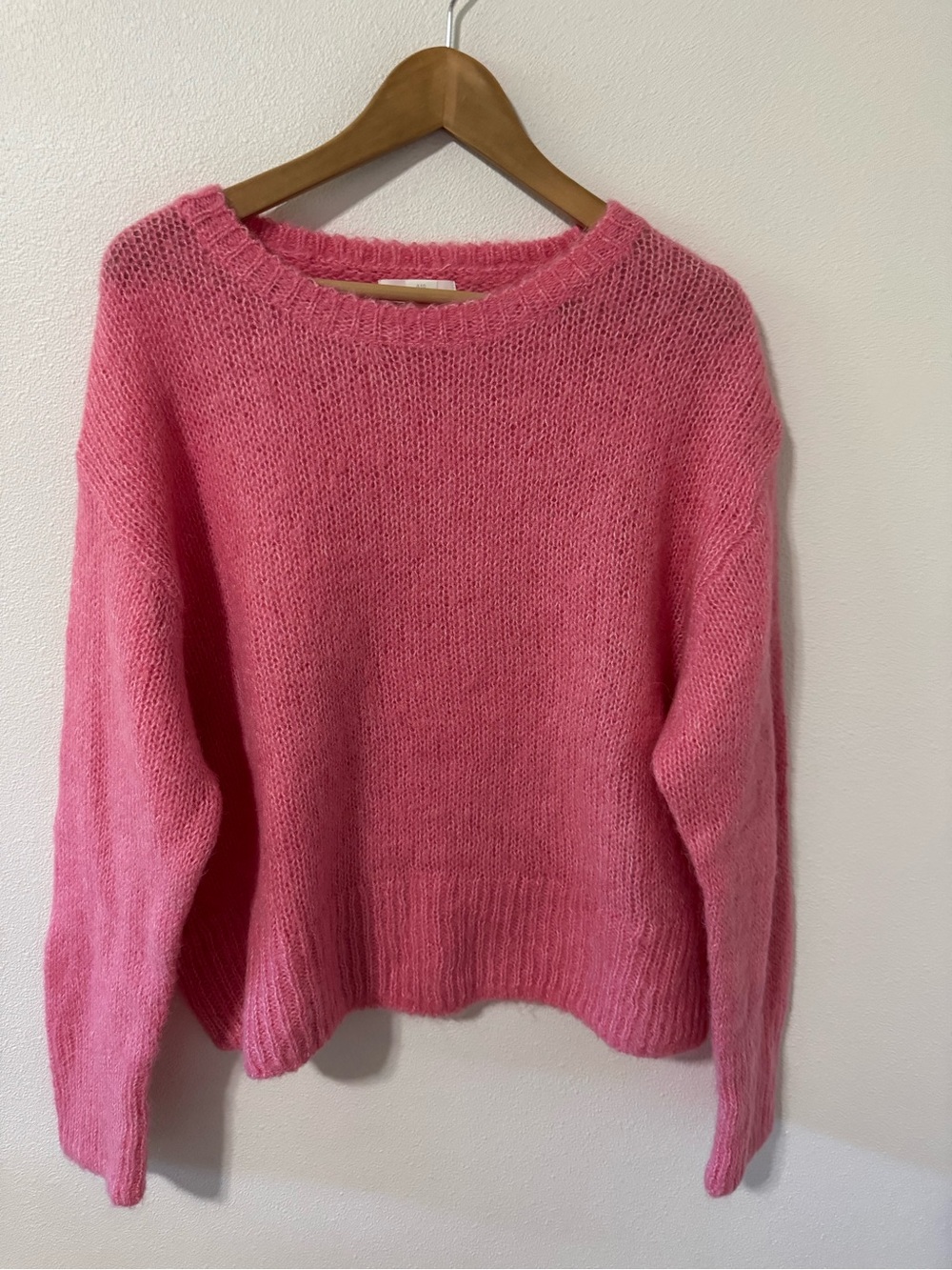 H&M Oversized Wool Alpaca-Blend Sweater Pink Crewneck Slouchy Boxy-Medium